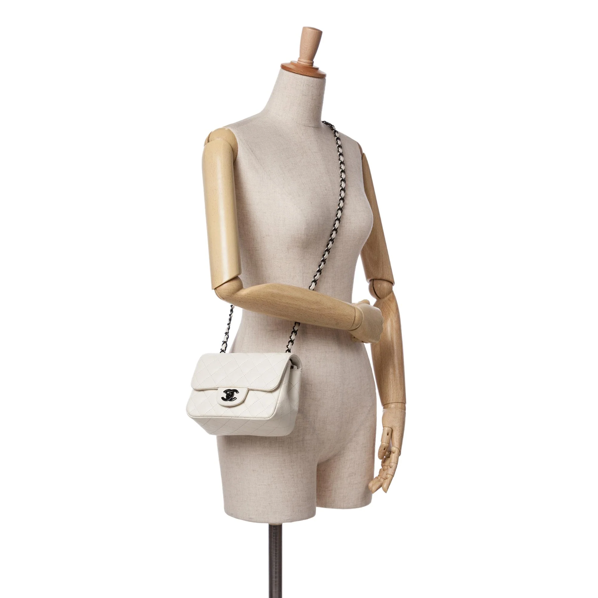 Chanel Mini Square Classic Crumpled Calfskin Single Flap - Image 5