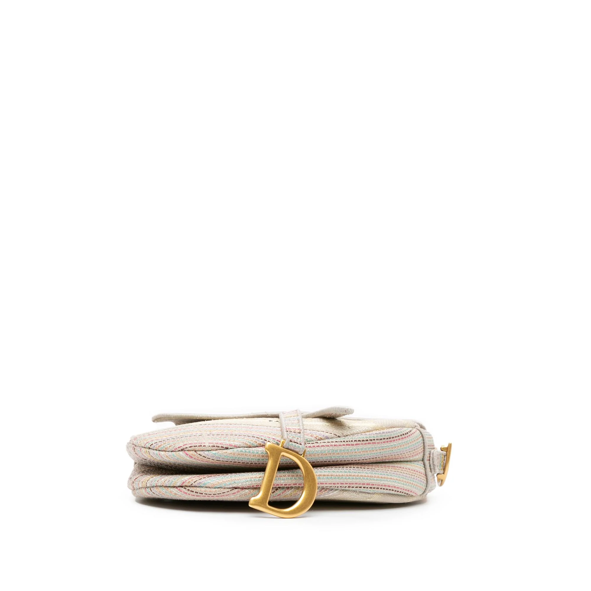 Dior Embroidered Canvas Stripes Saddle Bag - Image 3