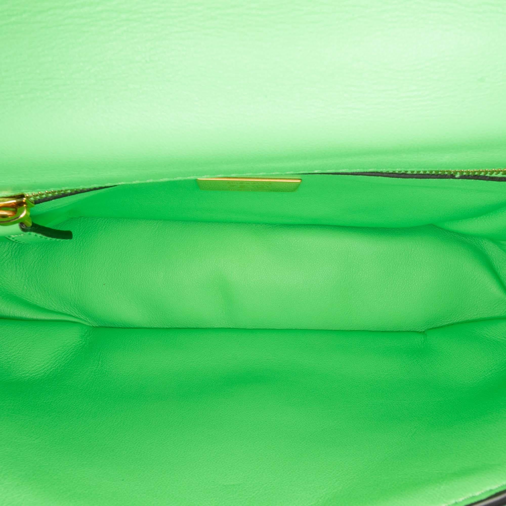 Fendi Zucca Embossed Leather Chain Midi Baguette - Image 6