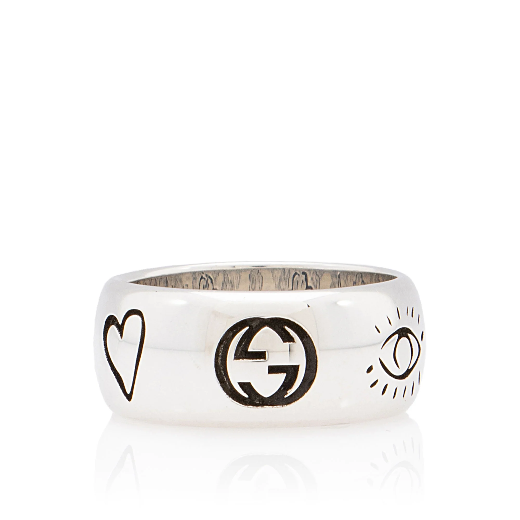 Gucci Sterling Silver Blind For Love Ring - Size 8 - Image 3